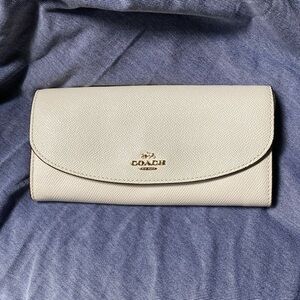 Coach Cream Envelope Wallet with Gold Logo